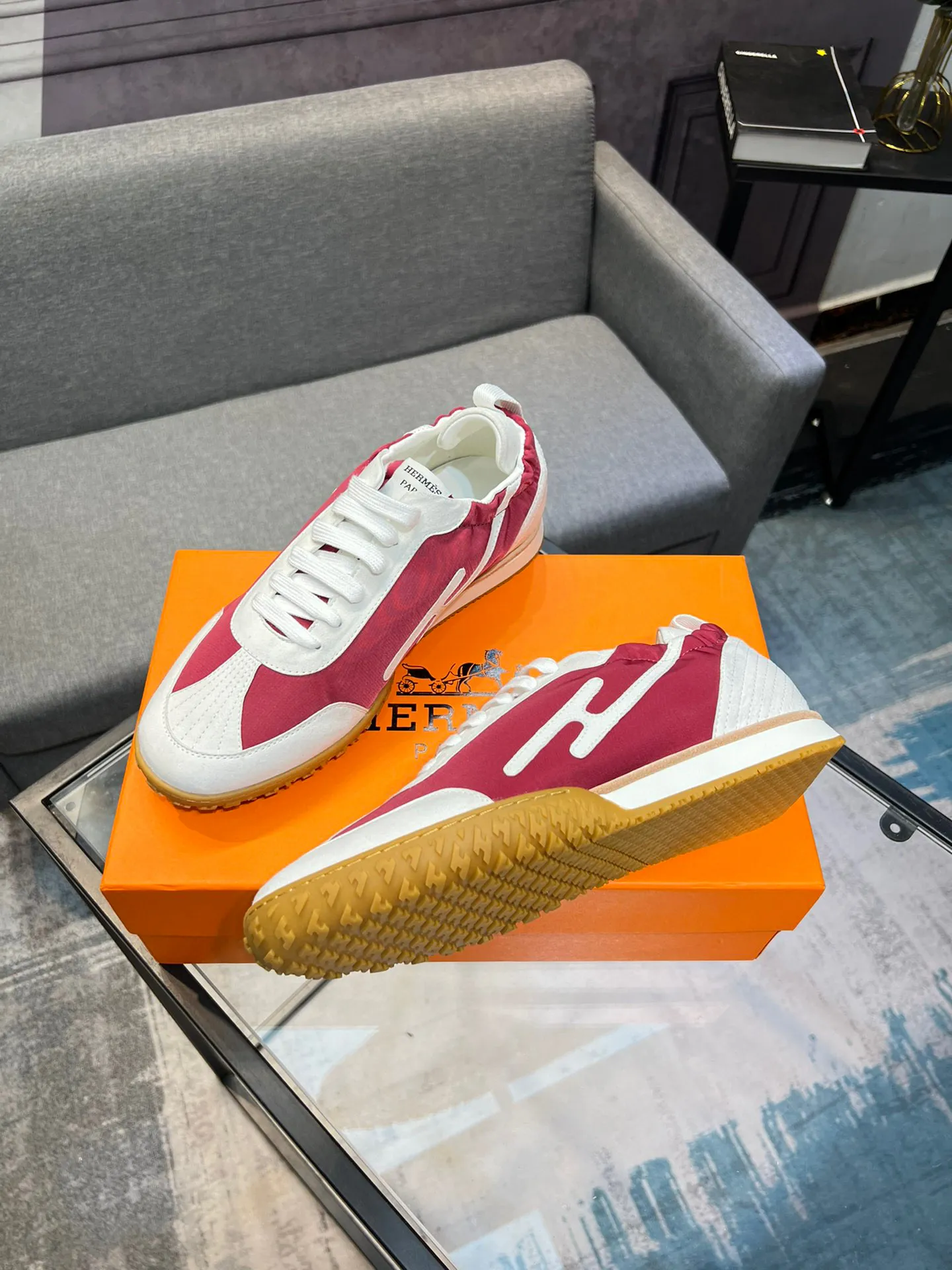 Men's shoes 💰660 [HERMES] Hermès - High-end quality original order 🔍🔍 - Upper: 🔝 cowhide suede splicing design - Inner lining: imported mixed sheepskin - Outsole: TPR foam · Rubber: two-color combined molding outsole - Super high quality control · Fine workmanship: highlighted (high-end, luxury, grade) -Size: 38-44 (45, 46, can be customized)